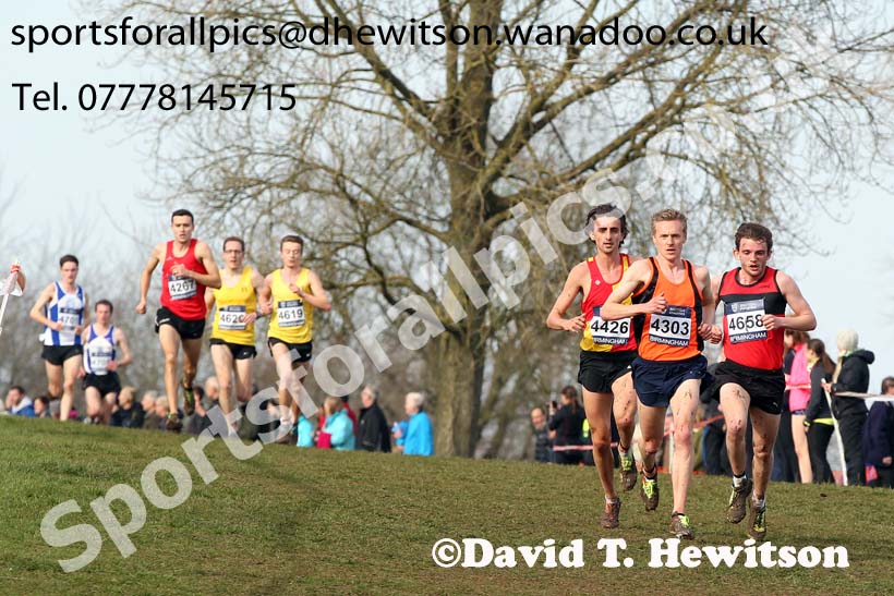 4303 Steve Vernon (Greater Manchester) 4426 Richard Goodman (Middlesex) and Dewi Griffiths (West Wales) lead the senior mens Inter Counties Cross Country, Cofton Park, Birmingham. Photo: David T. Hewitson/Sports for All Pics